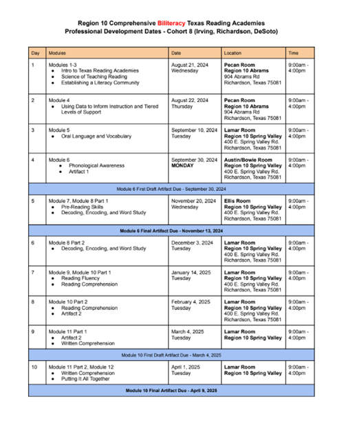 Biliteracy Cohort Calendar